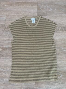 Banana Republic Gold & Tan Striped Knit Shell Tank Top Size M